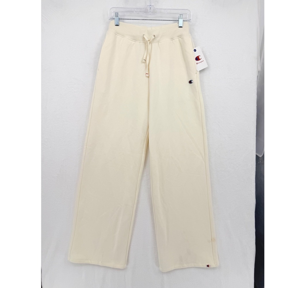 Champion Womens Iconic Puddle Pant Unbleached Cotton Wide Leg Sweatpants XS NEW